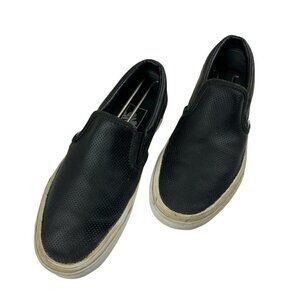 Vans Women's Black Perforated Leather Slip On Shoes Women's 7 / Men's 5.5